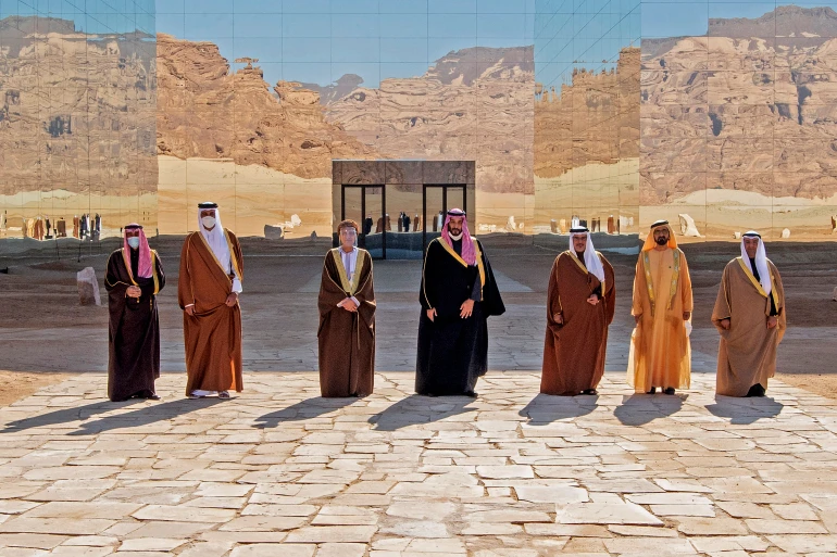 GCC leaders at the AlUla summit in Saudi Arabia. (AFP)