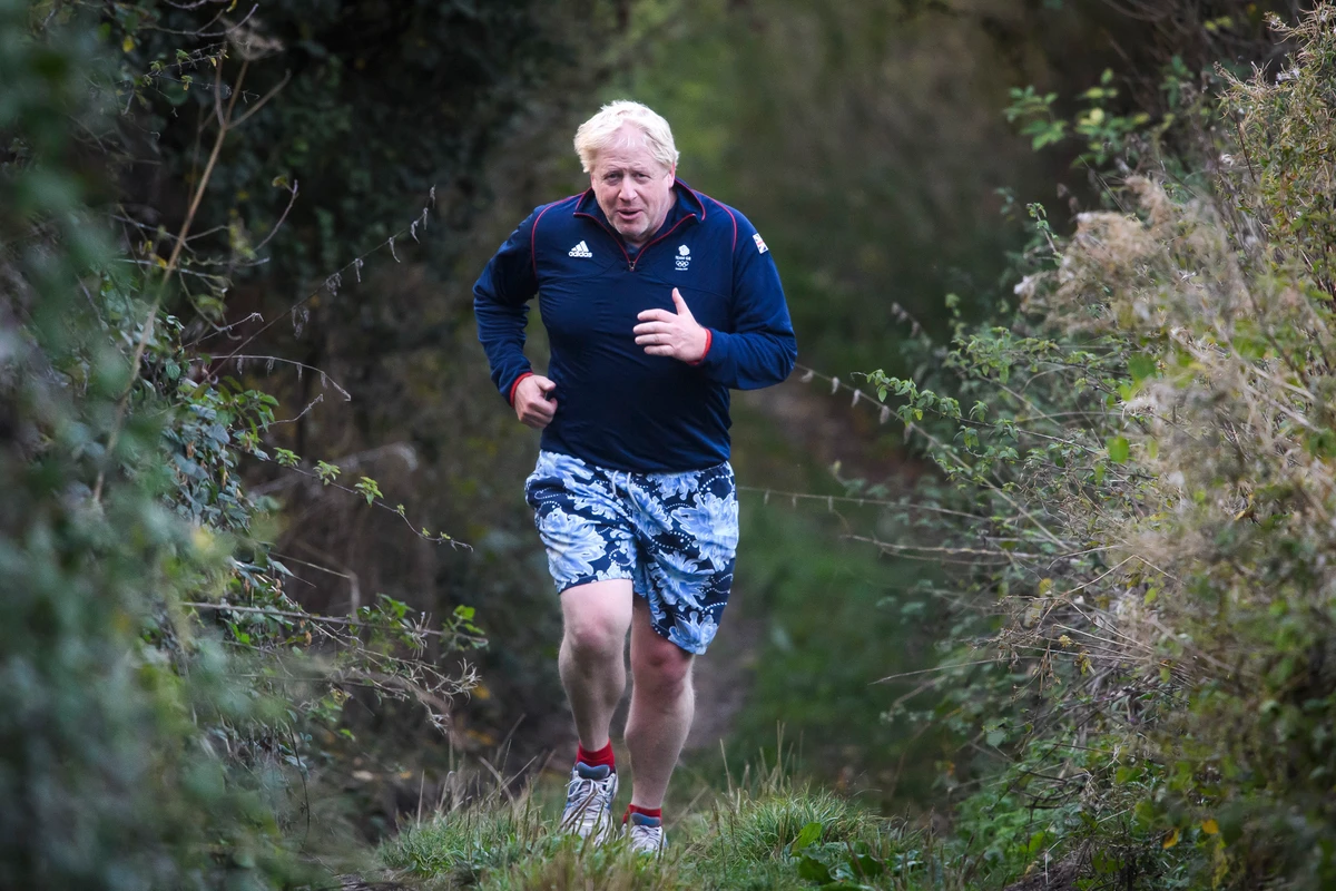 Boris Johnson jogging near his Oxfordshire home. (AP Photo)