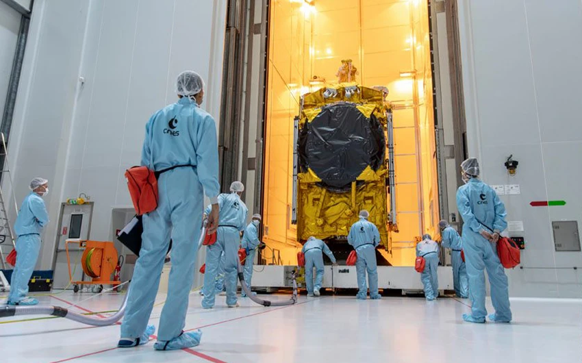 In this file photo, Egypt's TIBA 1 satellite during pre-launch processing at the Guiana Space Center, France, in 2019. (Photo courtesy: Egyptian Space Agency)