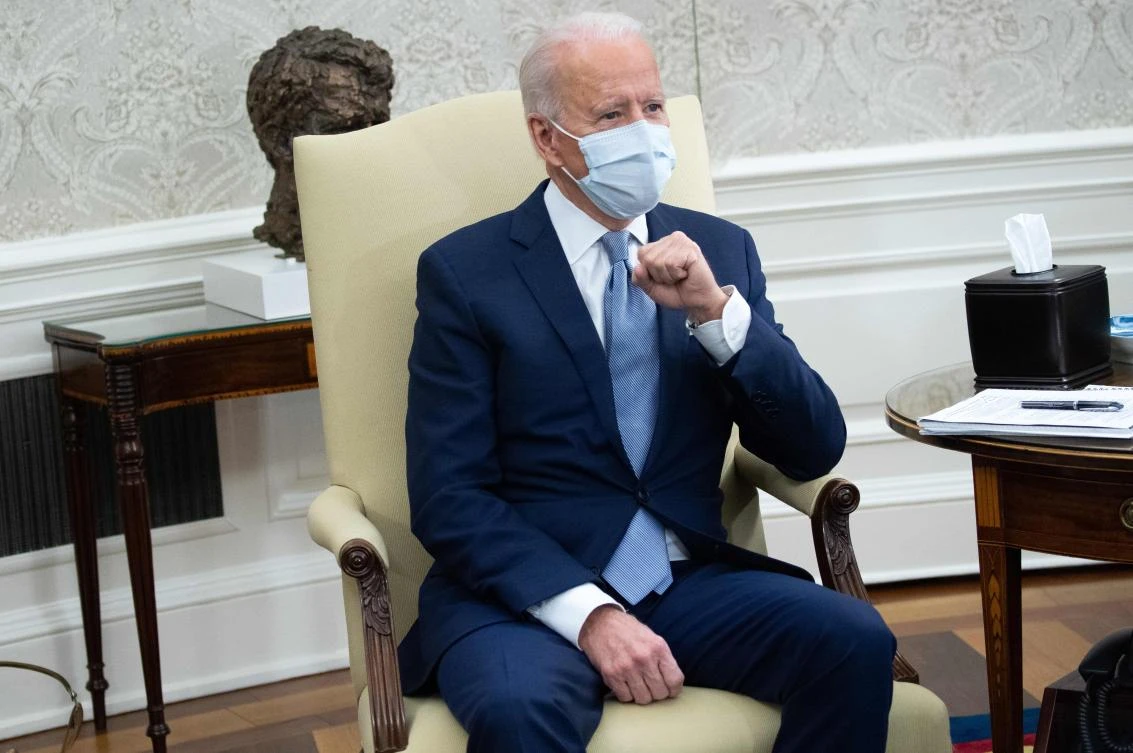 US President Joe Biden meets with Republican Senators to discuss a coronavirus relief plan at the Oval office of the White House in Washington, DC, on February 1, 2021. (AFP)