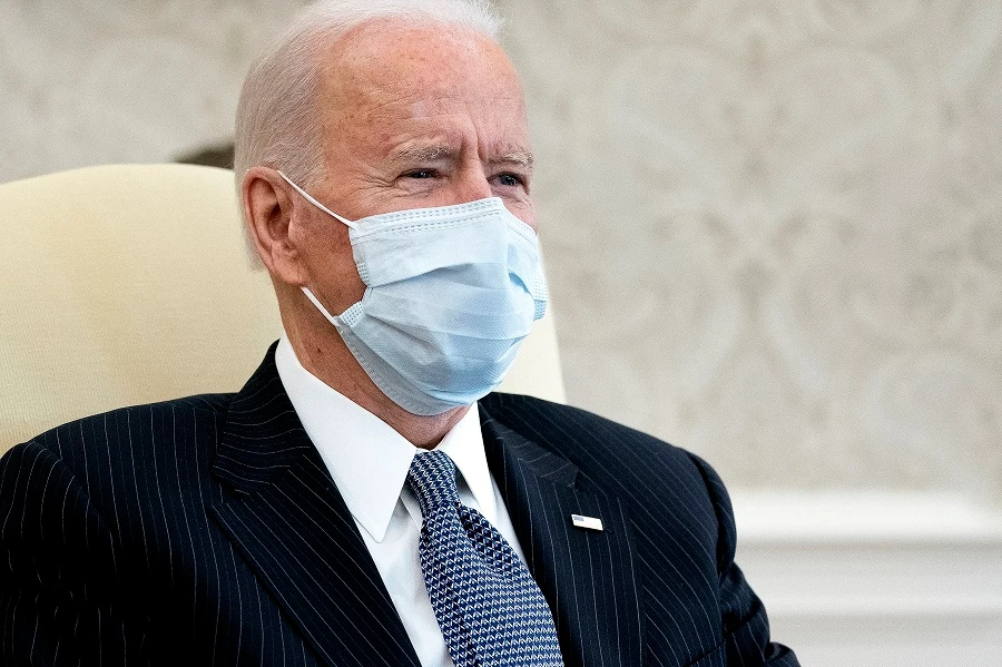 US President Joe Biden meets with Democratic senators to discuss his $1.9 trillion American Rescue Plan in the Oval Office at the White House on February 03, 2021 in Washington, DC. (File/AFP)