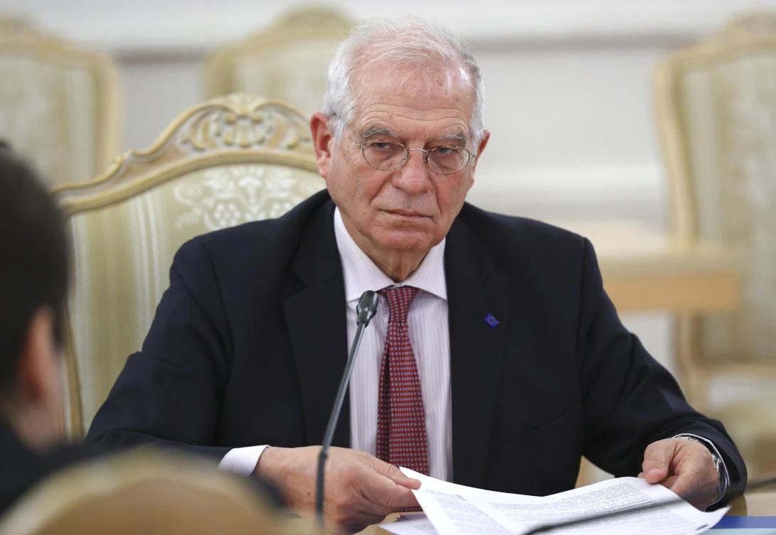 In this photo released by the Russian Foreign Ministry Press Service, High Representative of the EU for Foreign Affairs and Security Policy, Josep Borrell, attends a meeting with Russian Foreign Minister Sergey Lavrov in Moscow, Russia, Friday, Feb. 5, 2021. (AP)