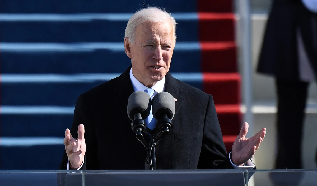 US President Joe Biden delivers his inauguration speech on January 20, 2021, at the US Capitol in Washington, DC. Biden was sworn in as the 46th president of the US. (AFP)
