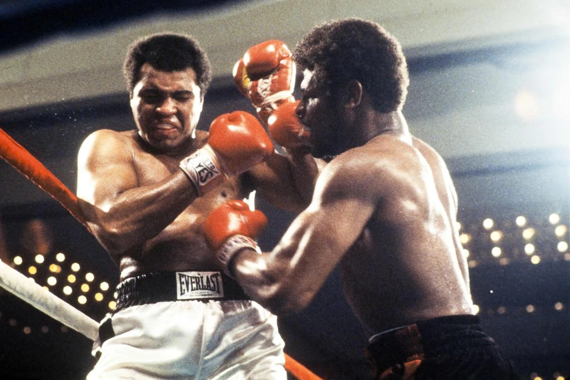 World heavyweight champion Muhammad Ali (L) and US Leon Spinks (R) fight in Las Vegas during their world heavyweight championship match, in which Spinks famously brought the boxing giant to his knees. (Consolidated News Pictures/AFP)