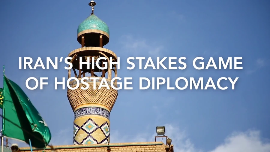 The 30-minute documentary, titled “Iran’s high stakes game of hostage diplomacy,” draws upon testimonies from past victims and their families. (Screenshot)