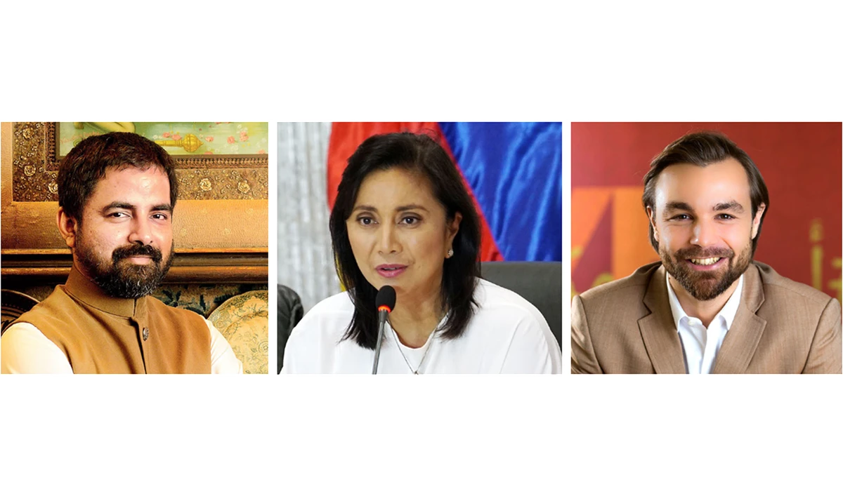 Indian fashion designer Sabyasachi Mukherjee; Maria Leonor Robredo, vice president of the Philippines; and Benjamin Ampen, managing director, Twitter MENA.