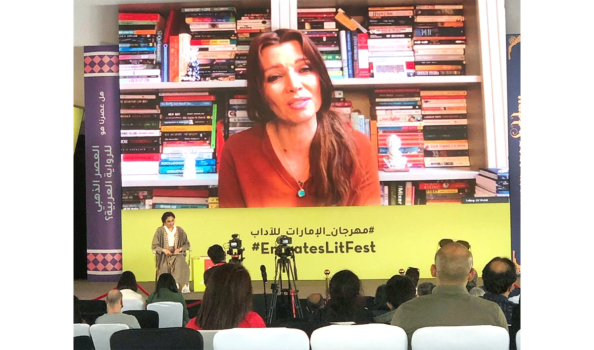British-Turkish novelist Elif Shafak interacts with the audience at the Emirates Airline Festival of Literature last week.