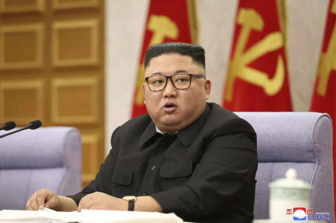 In this photo taken during a four-day meeting held from Feb. 8, 2021 until Feb. 11, 2021 and provided by the North Korean government, North Korean leader Kim Jong Un attends at a meeting of Central Committee of Worker's Party of Korea in Pyongyang, North Korea. (Korean Central News Agency/Korea News Service via AP)