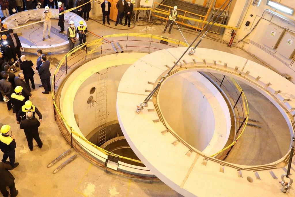 Above, the nuclear water reactor of Arak south of capital Tehran in this Dec. 23, 2019 file photo. (Atomic Energy Organization of Iran via AFP)