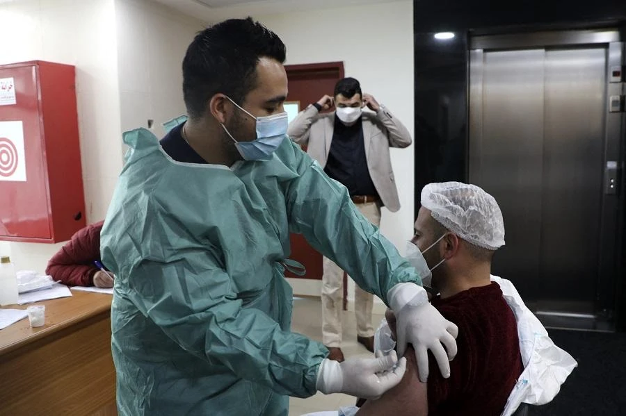 The Palestinians began vaccinations this month and have received small donations from Israel, Russia and the United Arab Emirates. (File/AFP)