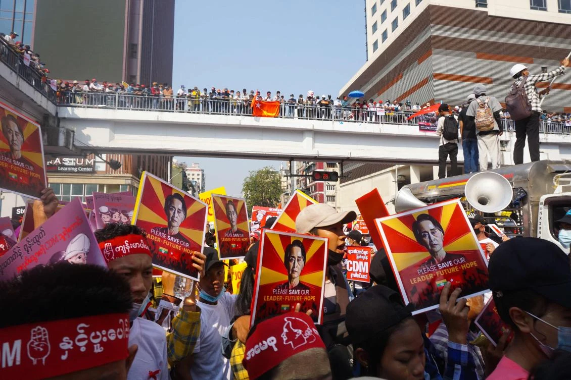 The Myanmar military crackdown has failed to quell weeks of massive street demonstrations, joined by large numbers of striking civil servants, bank staff and health care workers. (AFP)