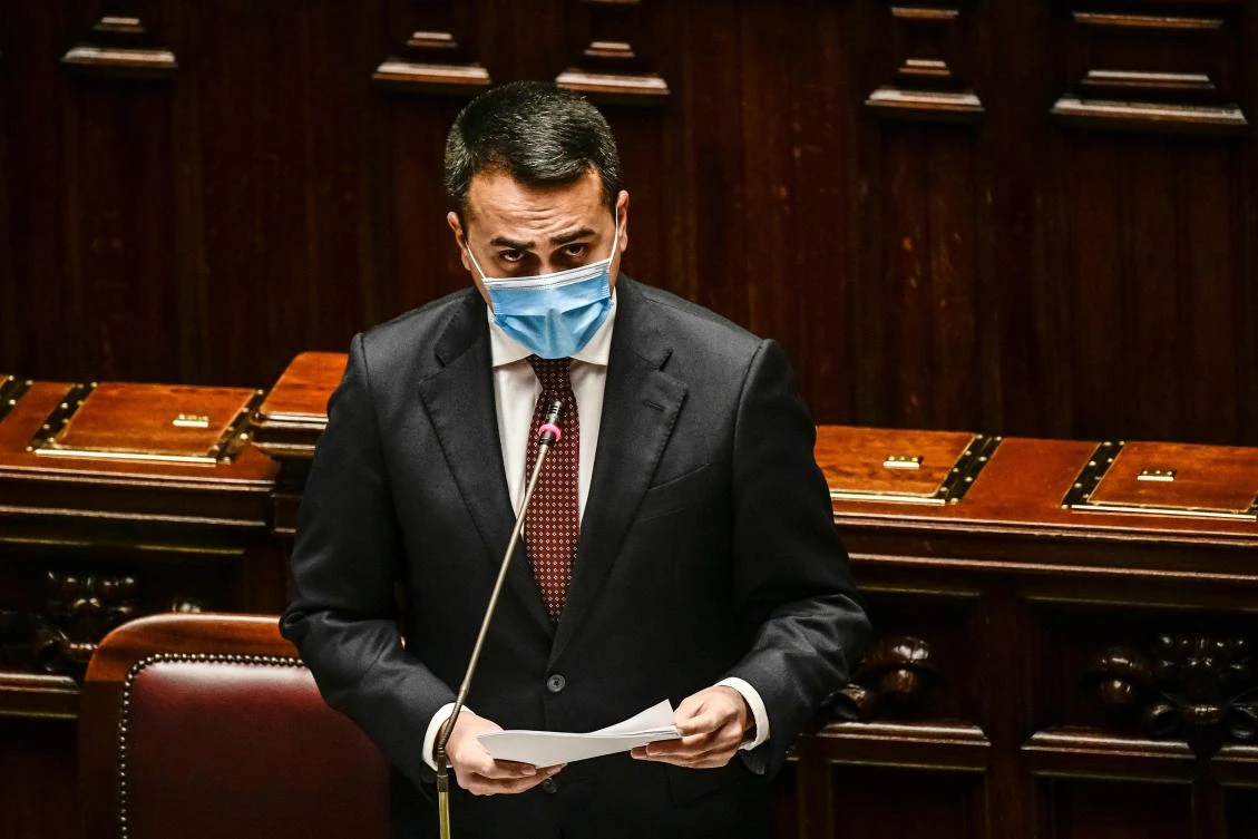 Italian Foreign Minister Luigi Di Maio addresses parliament in Rome on Feb. 24, 2021 on the death of the Italian ambassador in an attack in DR Congo. (AFP)