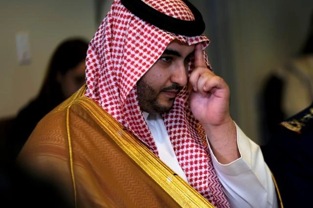 Saudi Arabia's Deputy Defense Minister Prince Khalid bin Salman gestures during a meeting at the Pentagon in Washington, U.S., August 29, 2019. (Reuters)