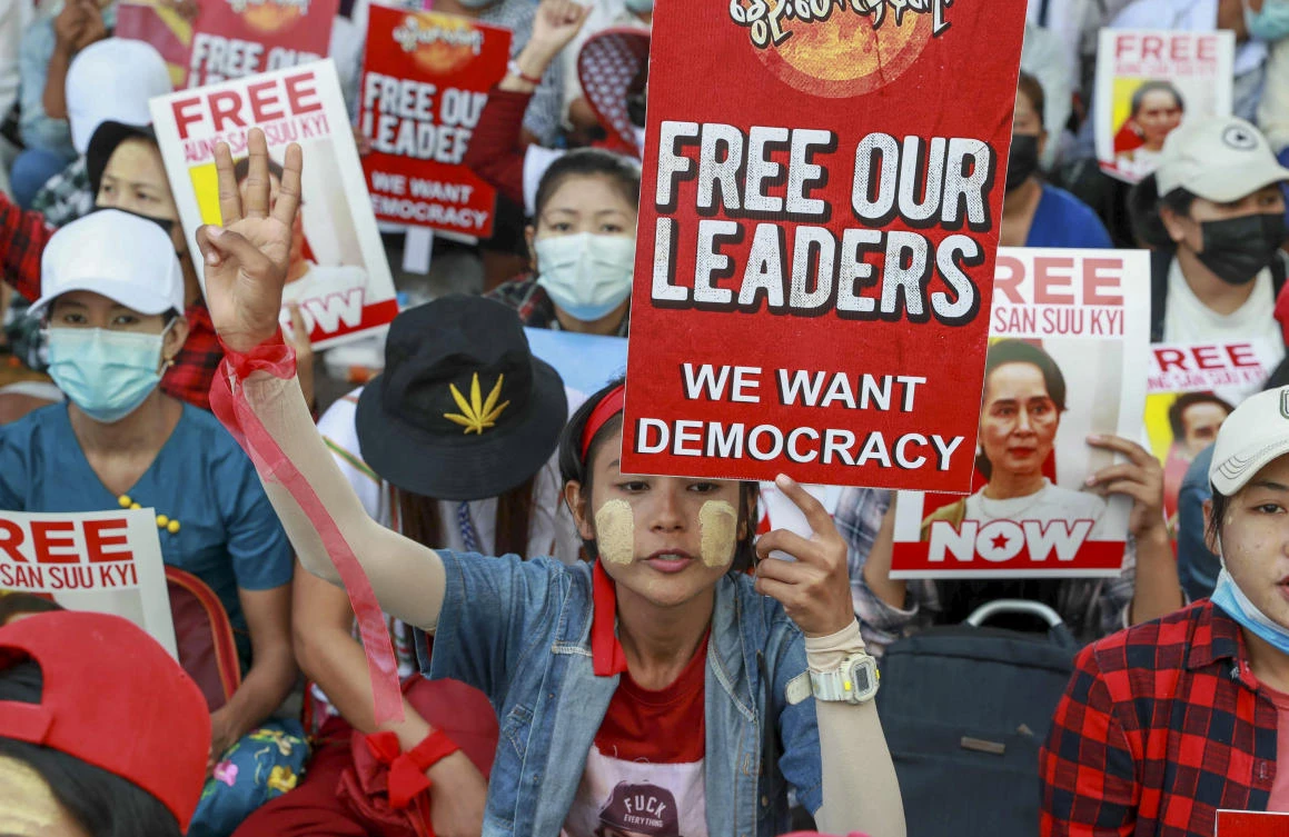 Since seizing power, the junta has arrested hundreds of anti-coup protesters, ordered nightly Internet blackouts and banned social media platforms. (AP)