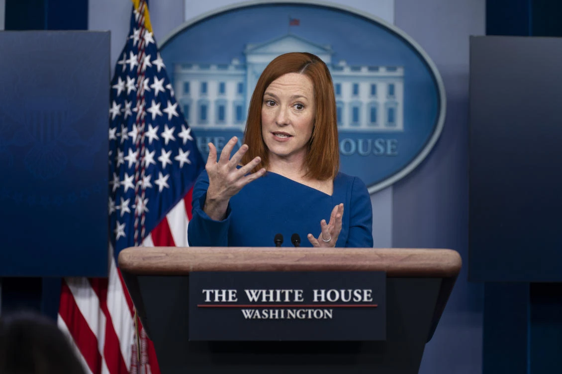 White House press secretary Jen Psaki speaks during a press briefing at the White House. (File/AP)