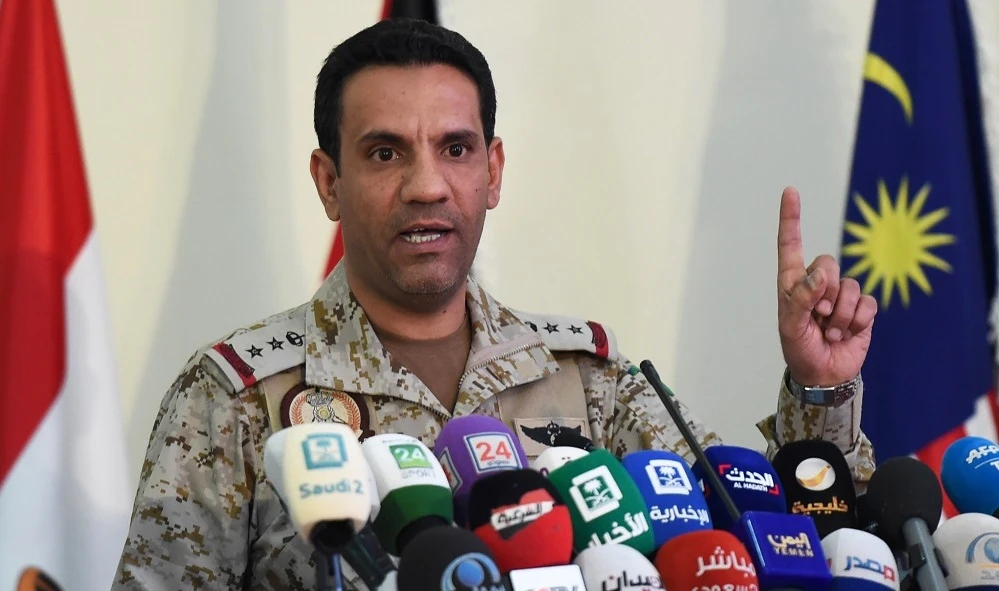 Arab coalition spokesman Col. Turki Al-Maliki. (File/AFP)
