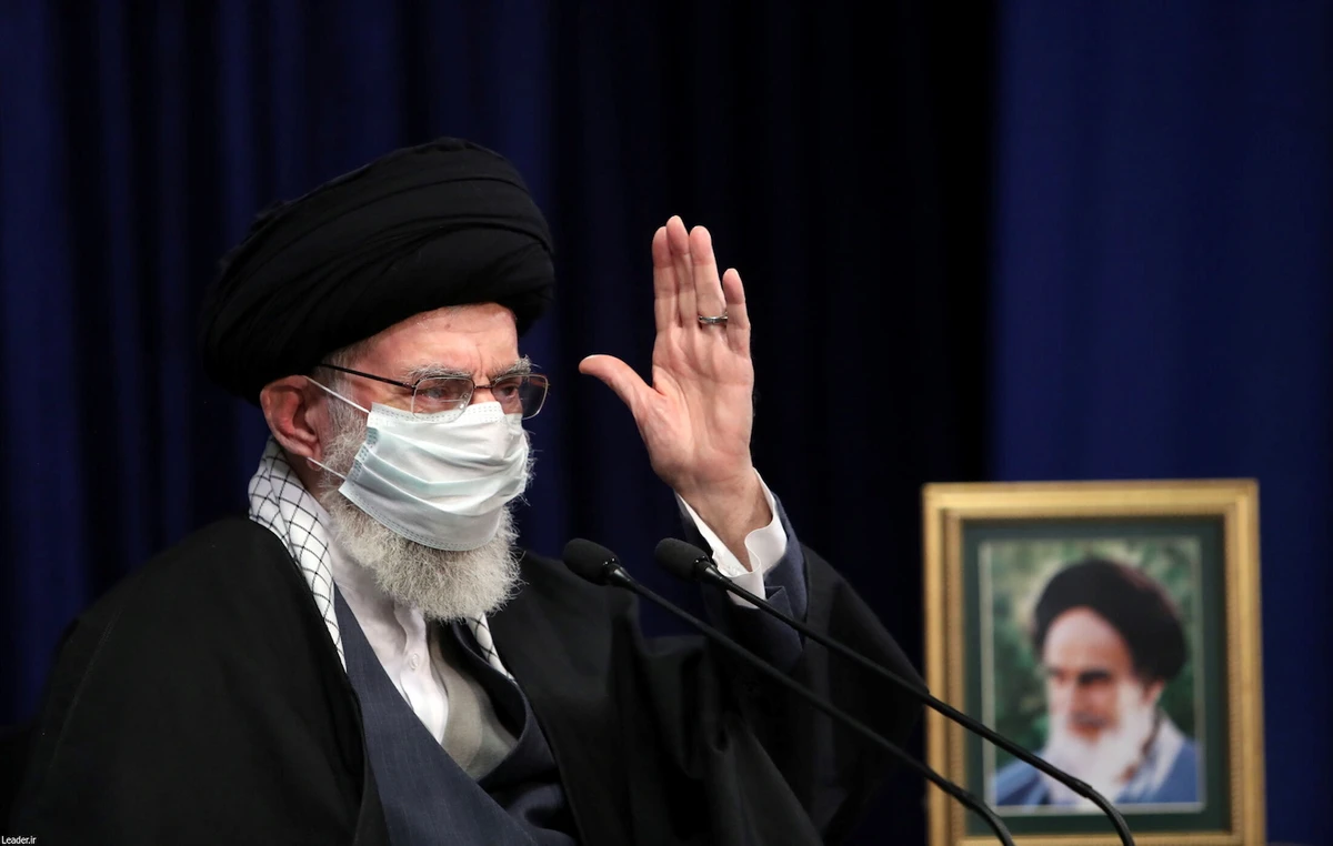 Iran's Supreme Leader Ayatollah Ali Khamenei wears a mask during a virtual speech, in Tehran, Iran February 17, 2021. (Reuters)