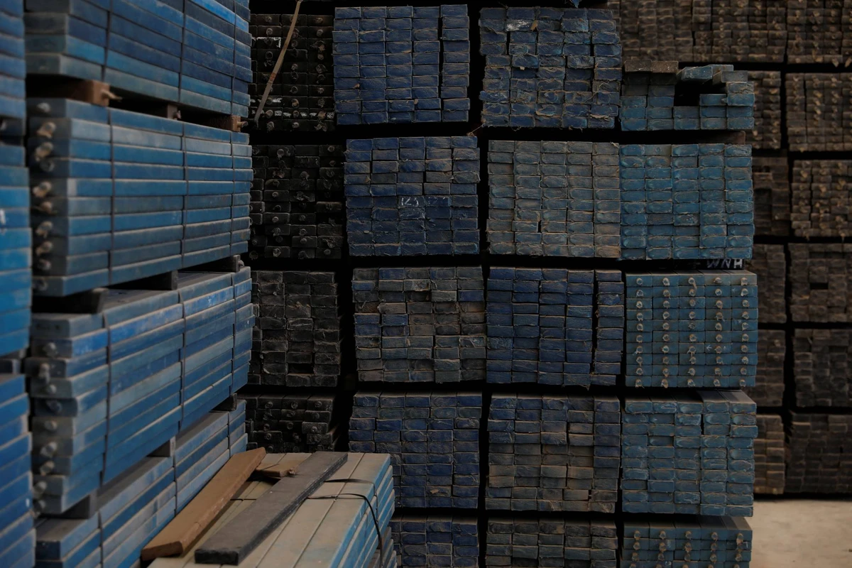 Recycled plastic strips at an Extruplas plant in Seixal, Portugal. (Reuters)