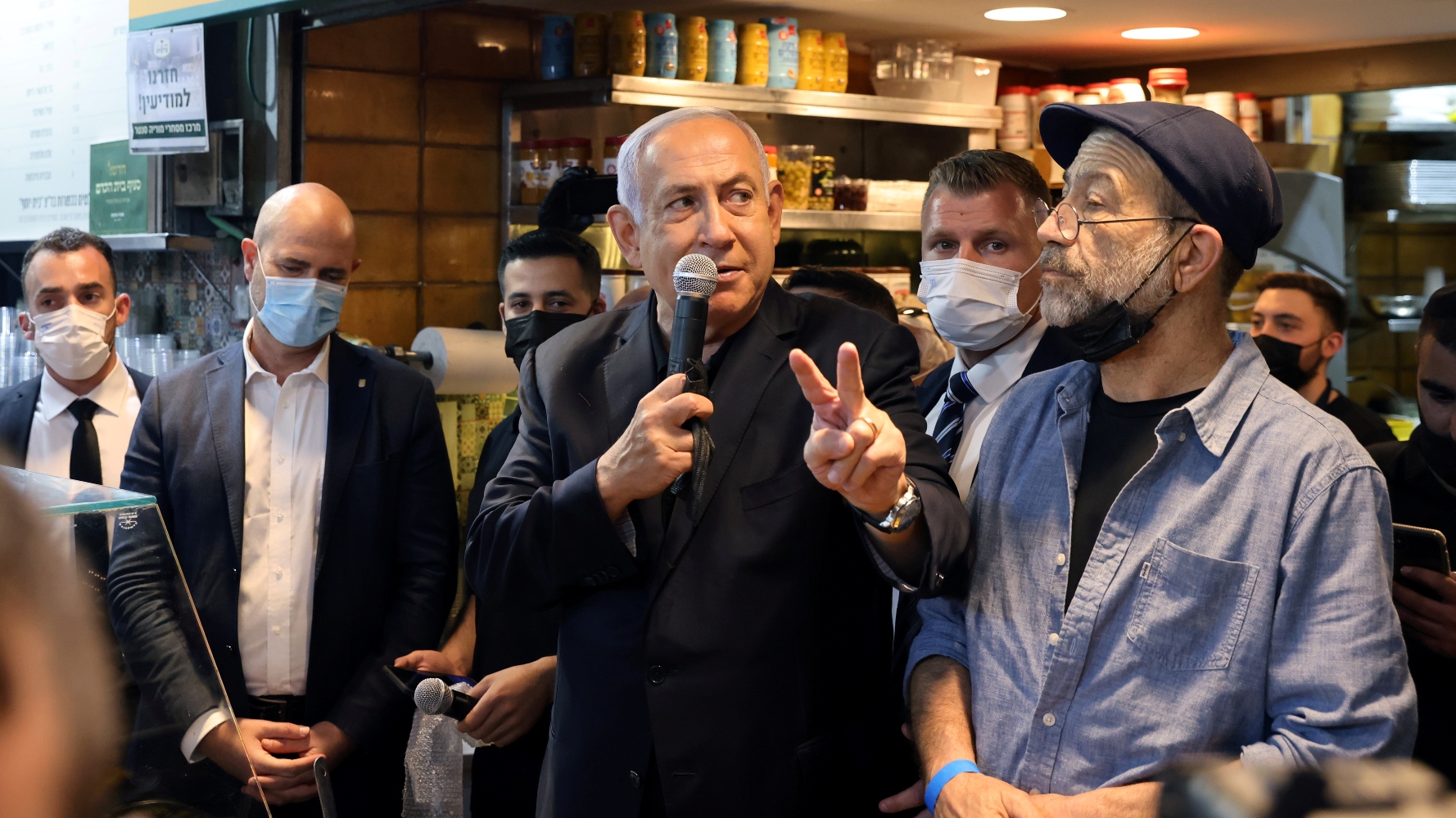 Benjamin Netanyahu does some last minute campaigning on the eve of Tuesday’s election. (Reuters)