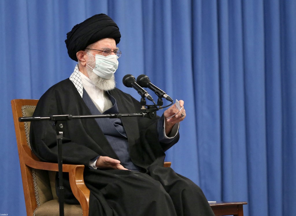 Supreme Leader Ayatollah Ali Khamenei meets with members of the Iranian Assembly of Experts members in Tehran. (File/AFP)