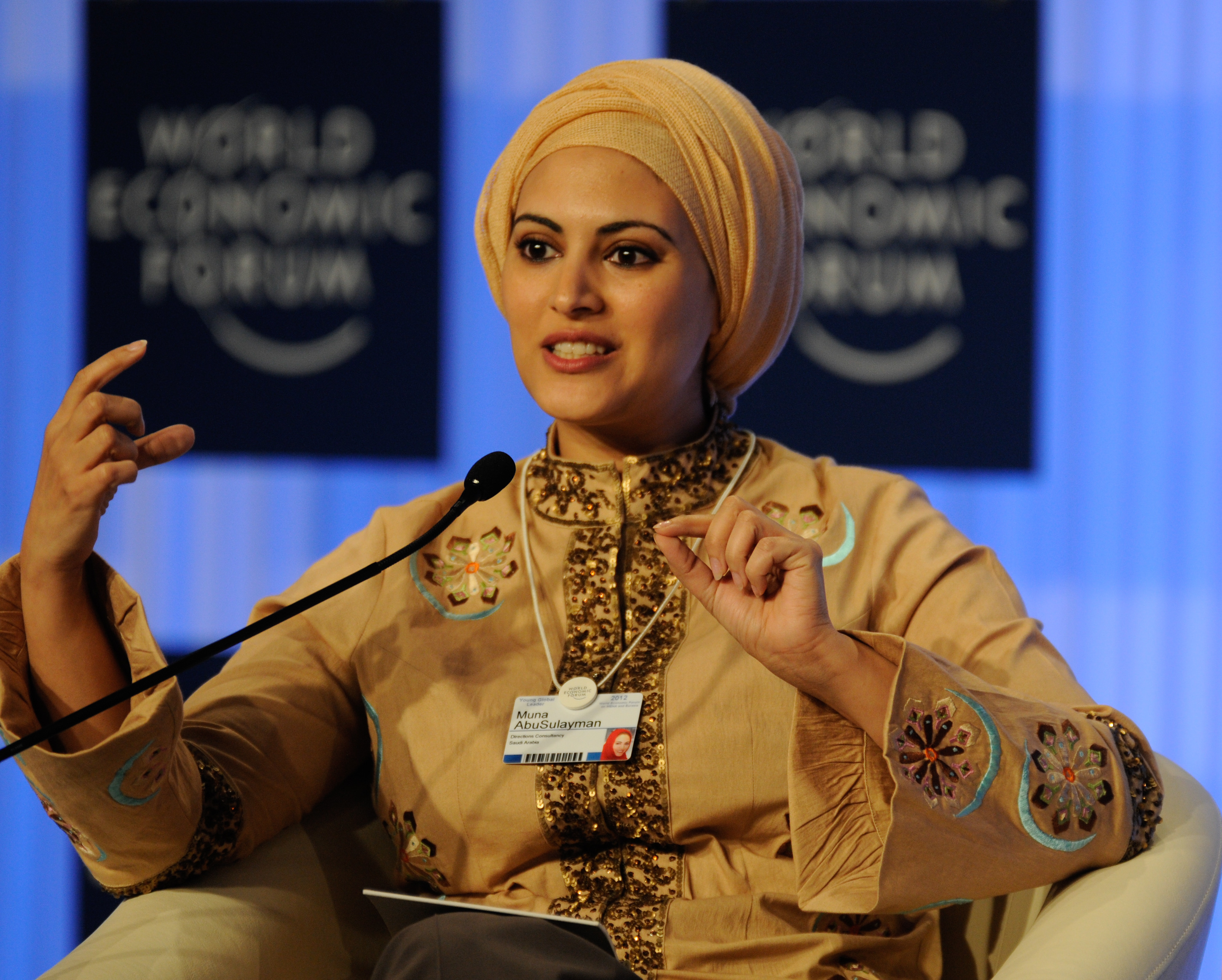 Muna AbuSulayman at the World Economic Forum on the Middle East, North Africa and Eurasia in 2012. (Wikicommons)