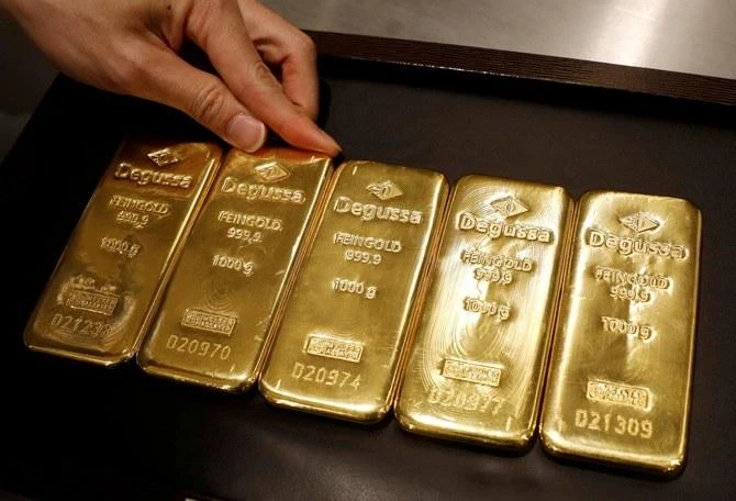 US gold futures rose 1.1 percent to $1,748.50. Gold prices tumbled 3 percent on Friday. (File/AFP)