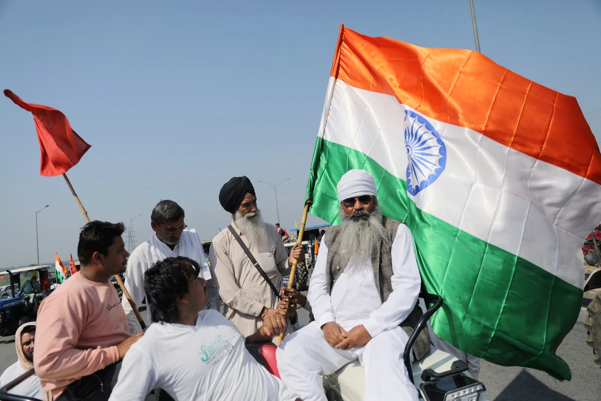 Farmers block an expressway to mark the 100th day of the protest against the farm laws in Haryana, India on March 6, 2021. (Reuters)