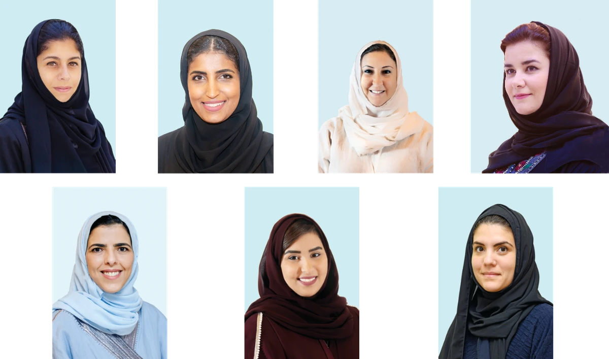 In this combo image are: (clockwise, from top left): Dina Amin, Razan Al-Ayed Noha Kattan, Dr. Sumayya Al-Sulaiman, Mayada Badr, Dur Kattan and Felwa Al-Bazie. (Supplied)
