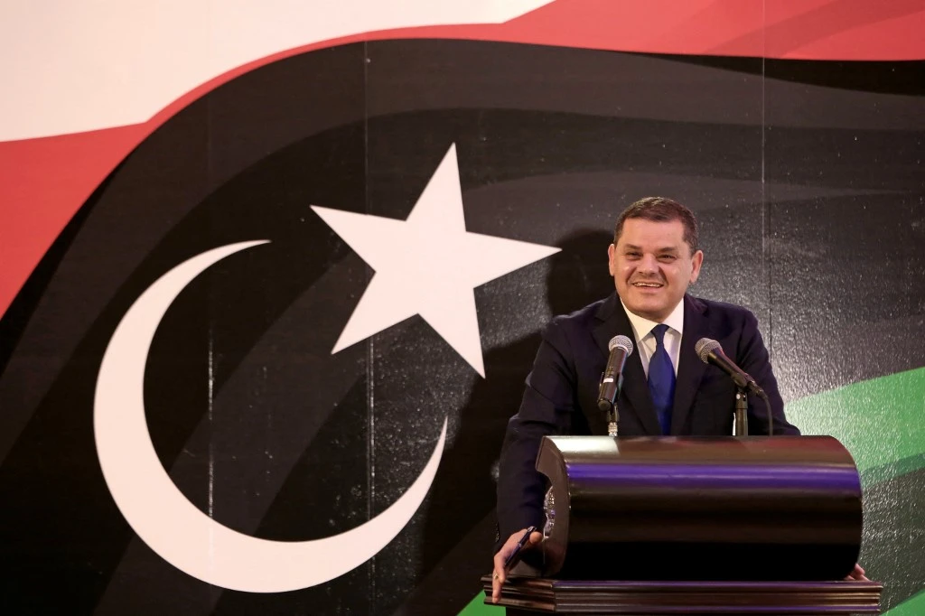 Libya’s prime minister-designate Abdul Hamid Dheibah speaks during a press conference in the capital Tripoli, on Feb. 25, 2021. (File/AFP)
