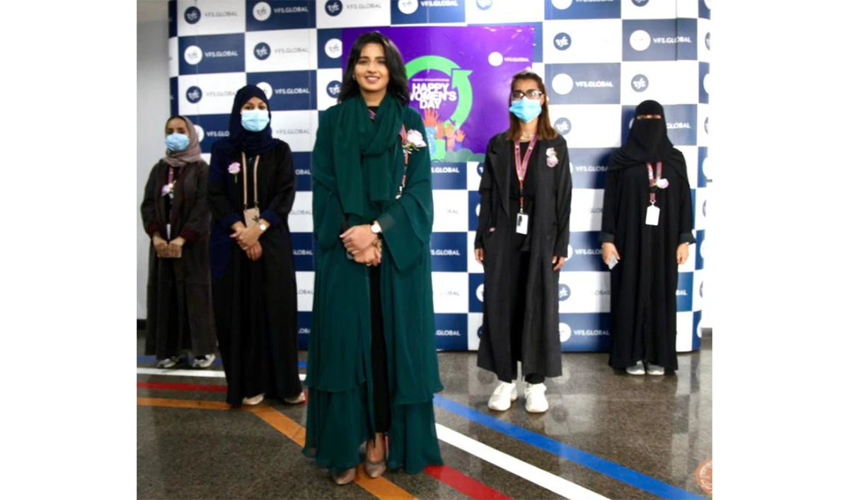Members of the women-only team at Riyadh’s Al-Hada Visa Application Center.
