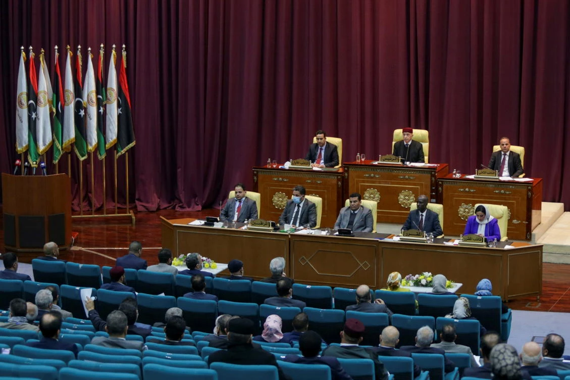 Libyan Parliament meet to discuss approving new government. (Reuters)