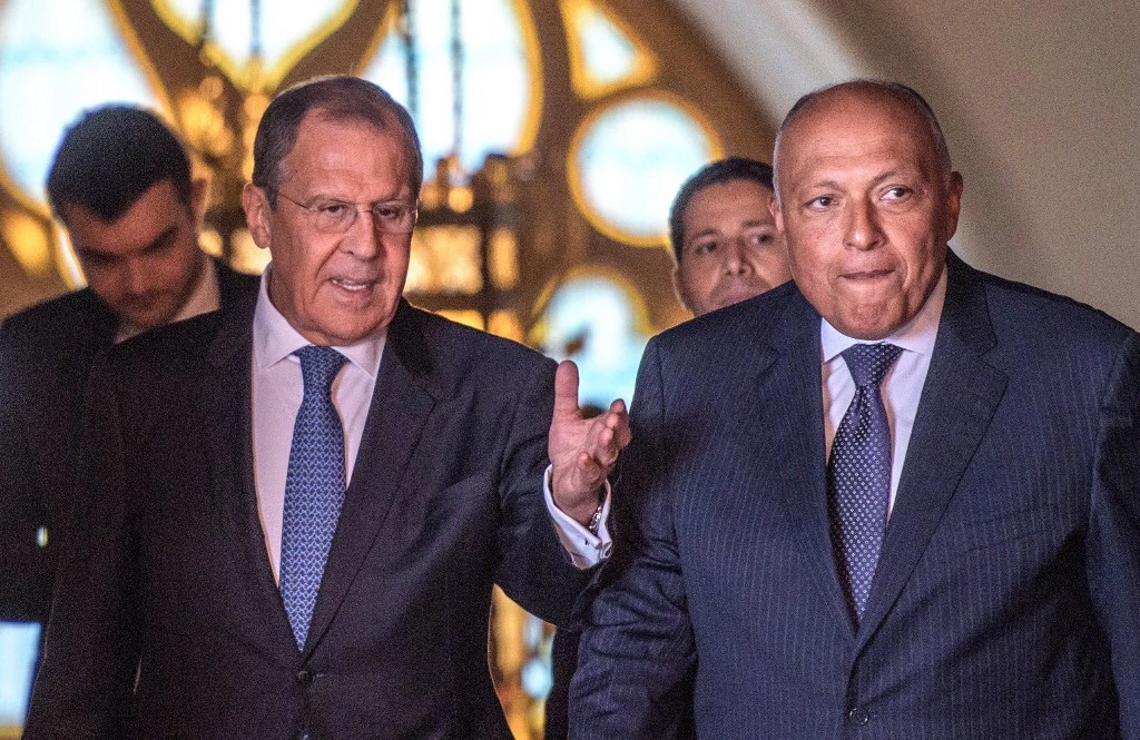Russian Foreign Minister Sergei Lavrov, left, and his Egyptian counterpart Sameh Shoukry during their meeting in Moscow on June 24, 2019. (AFP file photo)