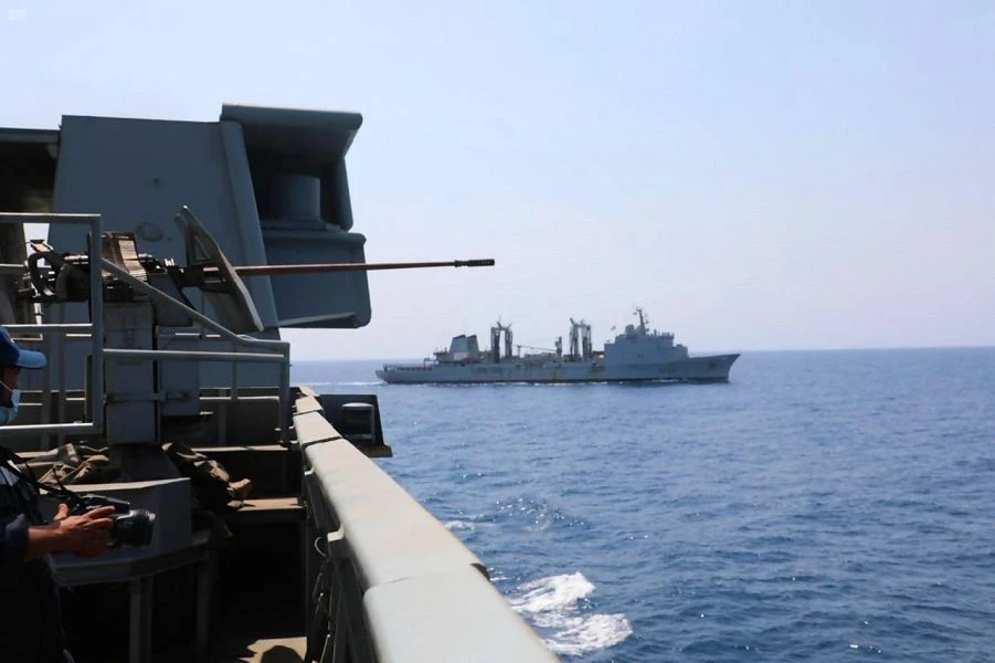 The Royal Saudi Naval Forces (RSNF) and the French Navy participated in a maritime exercise on Wednesday, March 10, 2021. (SPA)