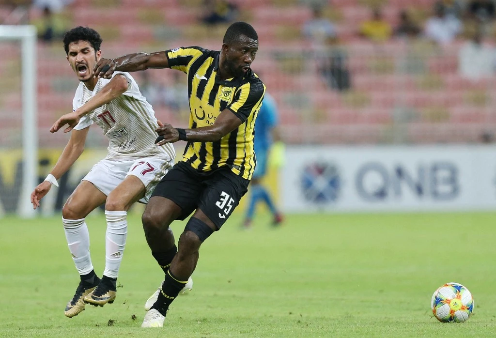 In January, Sekou Sanogo (R) left Al-Ittihad to join Serbian club Red Star Belgrade on a two-year contract. (AFP/File Photo)