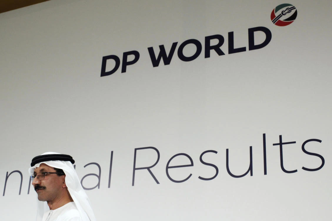 Sultan Ahmed bin Sulayem, DP World CEO pictured at a news conference. (AP)