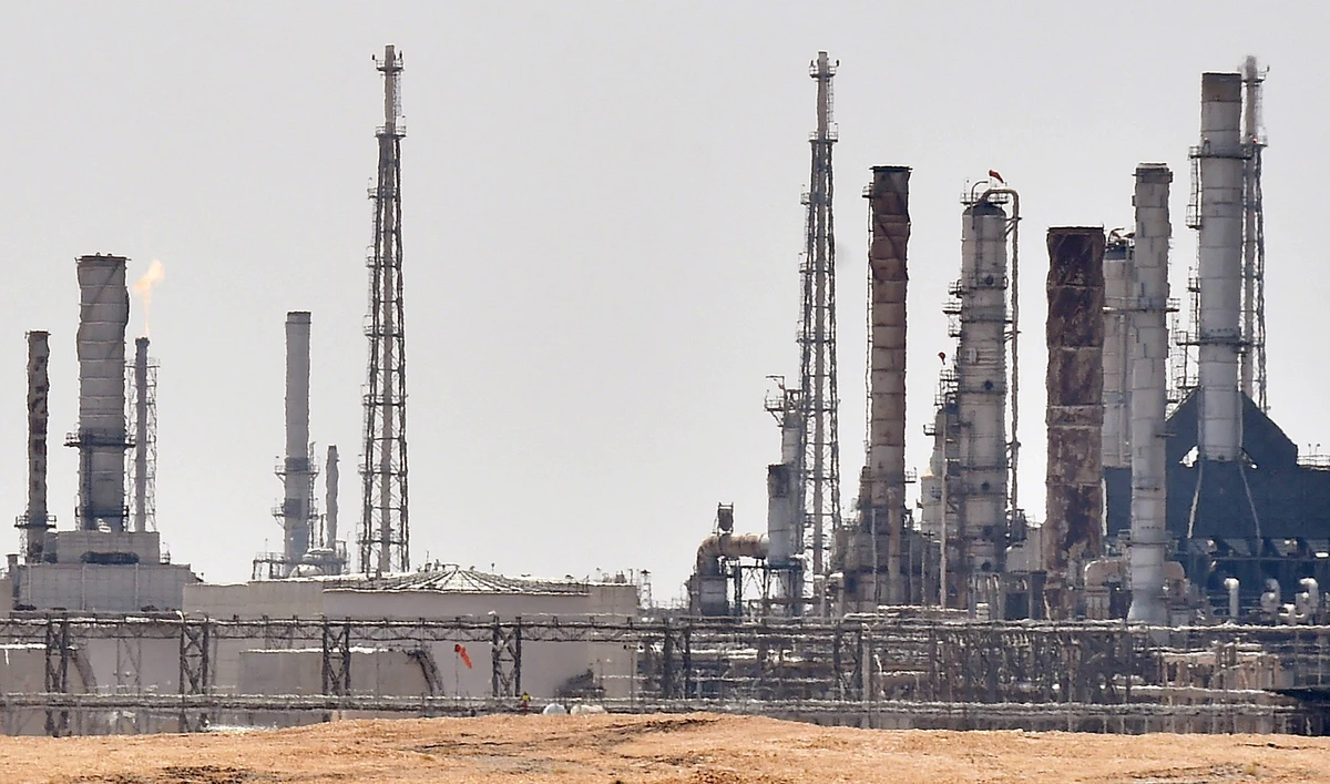 This file photo taken on September 15, 2019 shows a general view of an Aramco oil facility near al-Khurj area in Saudi Arabia. (AFP/File)