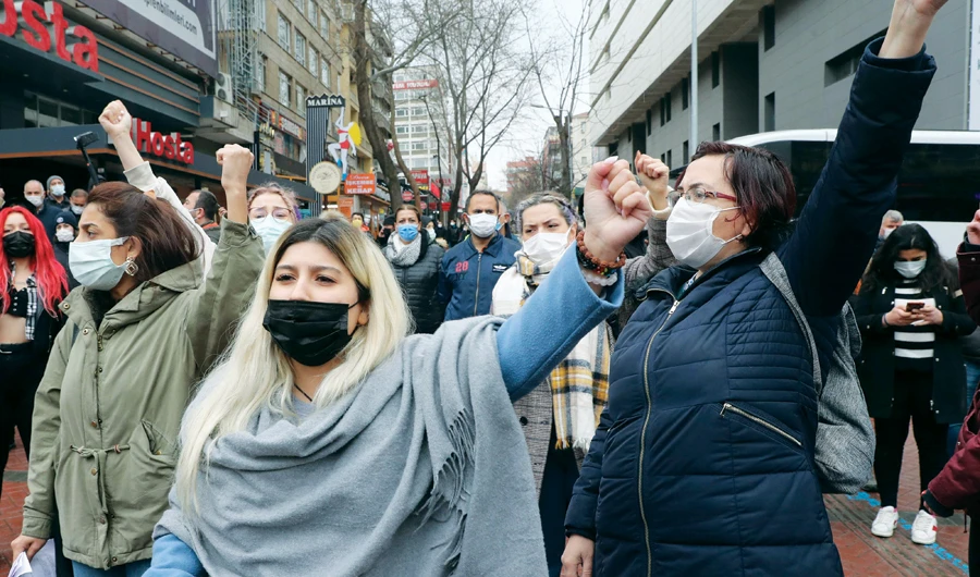 Thousands protested in Turkey on Saturday, calling for President Recep Tayyip Erdogan to reverse his decision to withdraw from the Istanbul Convention. (AFP)