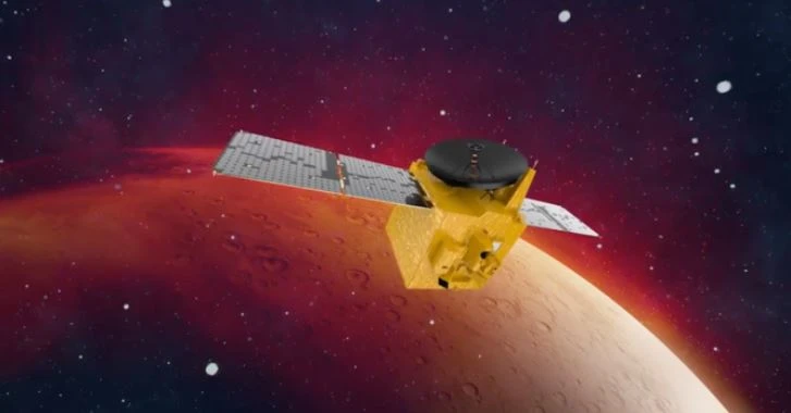 Currently traveling through space at approximately 120,000 km per hour, the Hope Probe will enter the orbit of Mars on Feb. 9, making the UAE just the fifth nation ever to reach the red planet. (Screen grab)
