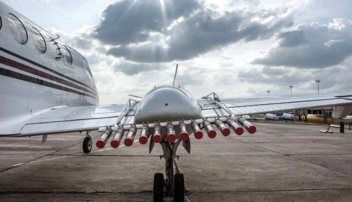 An aircraft fitted for cloud seeding operations aimed at increasing rain. (Supplied)