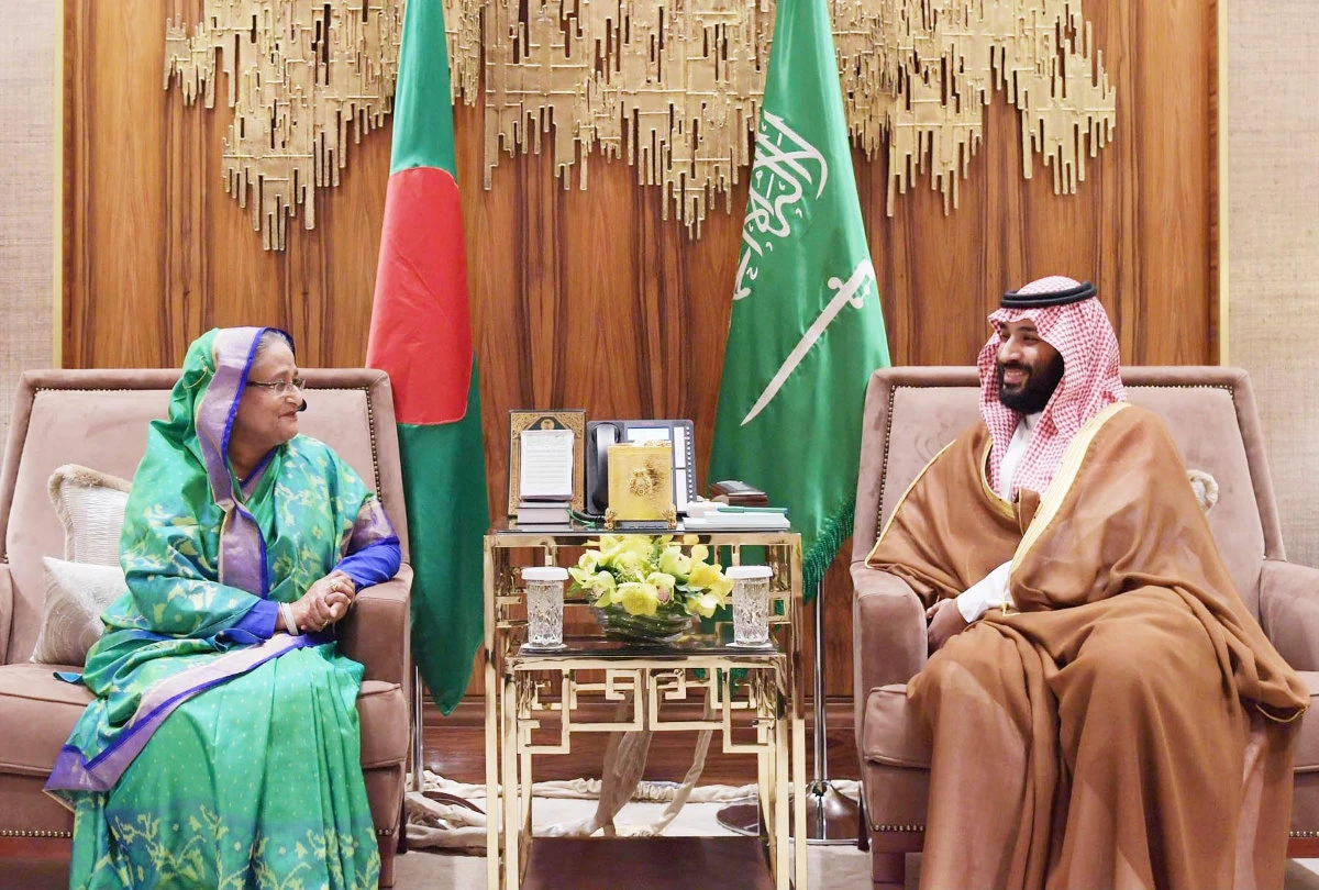 Bangladesh Prime Minister Sheikh Hasina with Saudi Crown Prince Mohammed bin Salman at the Royal Palace in Riyadh on Oct. 17, 2018. (Supplied)