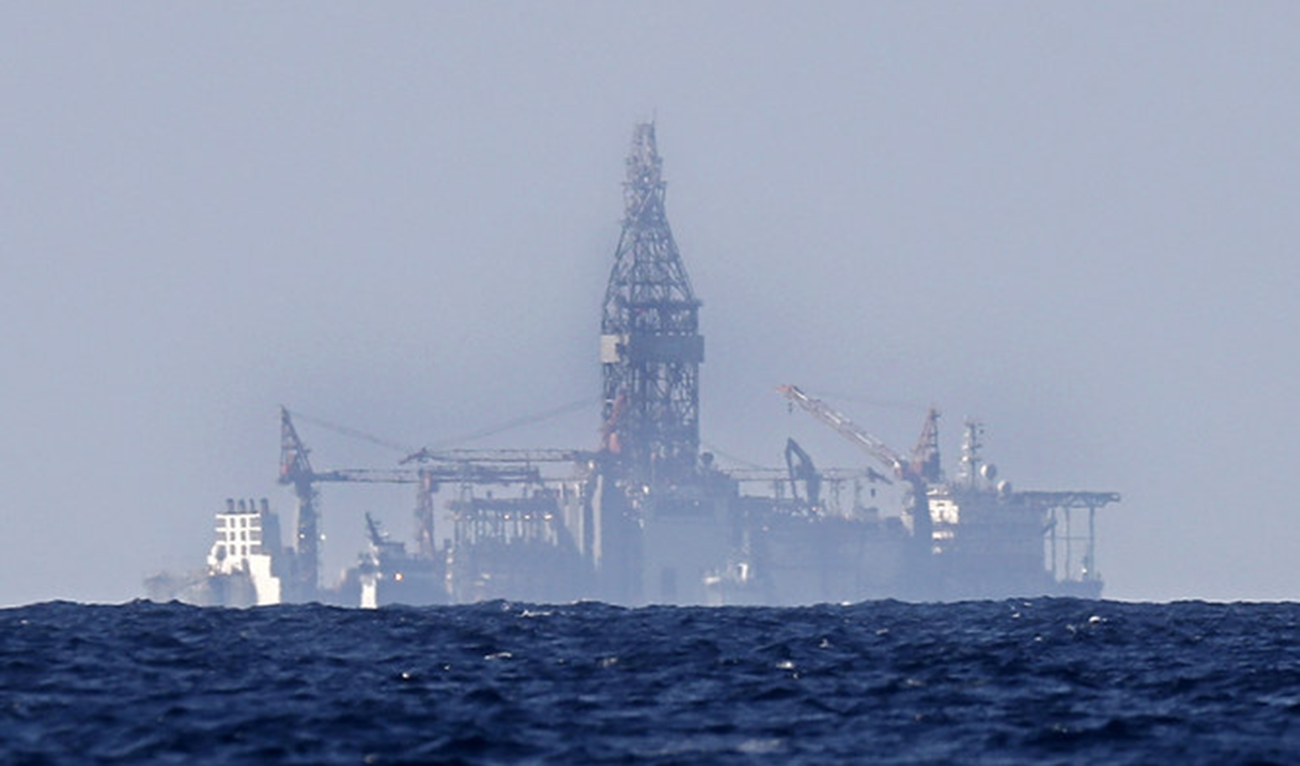 The drilling ship Tungsten Explorer is seen off the coast of Beirut, Lebanon. (AP)