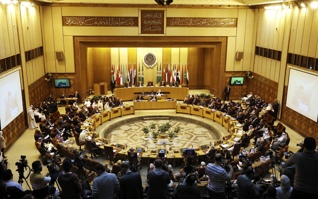 Arab League foreign ministers meet to discuss the situation in the Palestinian territories at the Arab League headquarters in Cairo, Egypt, last year. (AP file photo)