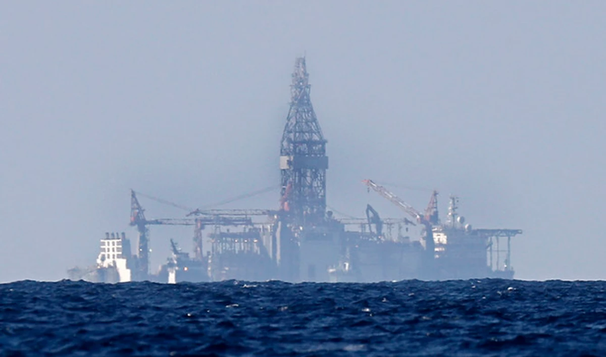 The drilling ship Tungsten Explorer is seen off the coast of Beirut, Lebanon. (AP)