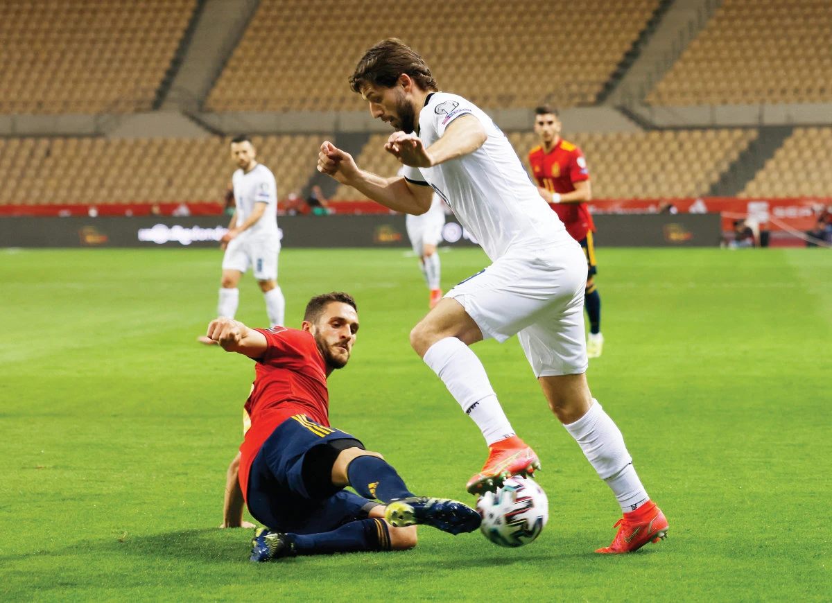 Atletico Madrid midfielder Koke Resurreccion in action for Spain against Kosovo’s Arber Zeneli. (Reuters)