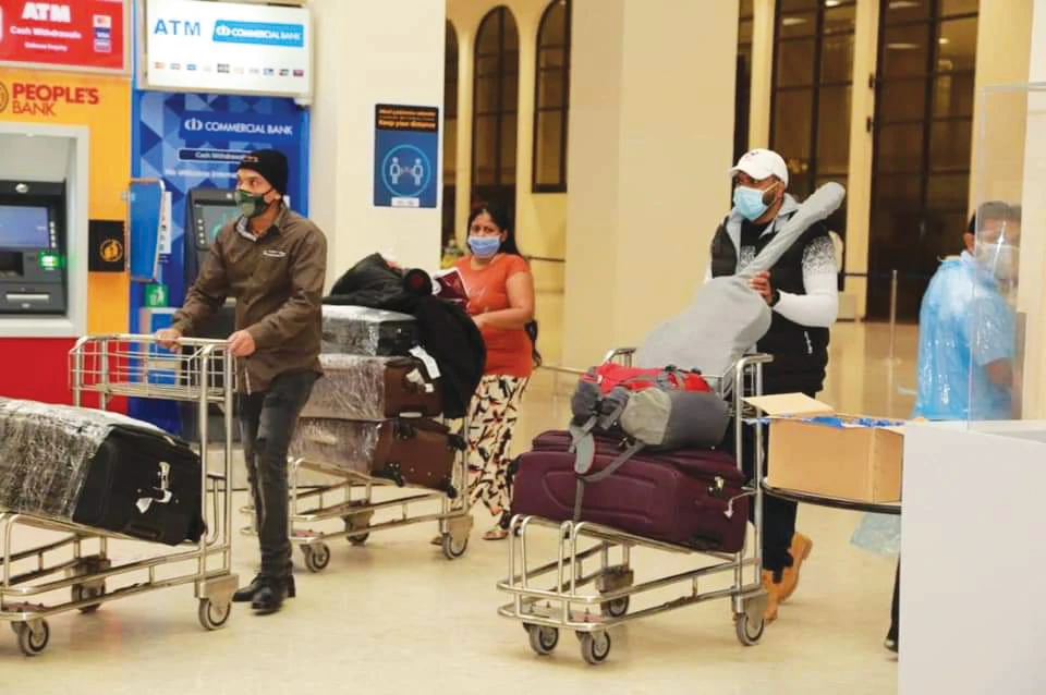 Sri Lankan migrant workers arrive at the Bandaranaike International Airport in Colombo. (Supplied)