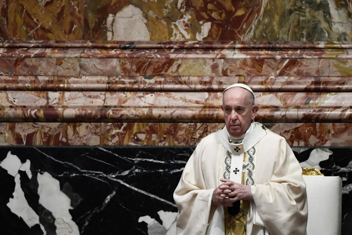 Pope Francis celebrates Easter Mass on April 04, 2021 at St. Peter’s Basilica in The Vatican during the Covid-19 coronavirus pandemic. (AFP)