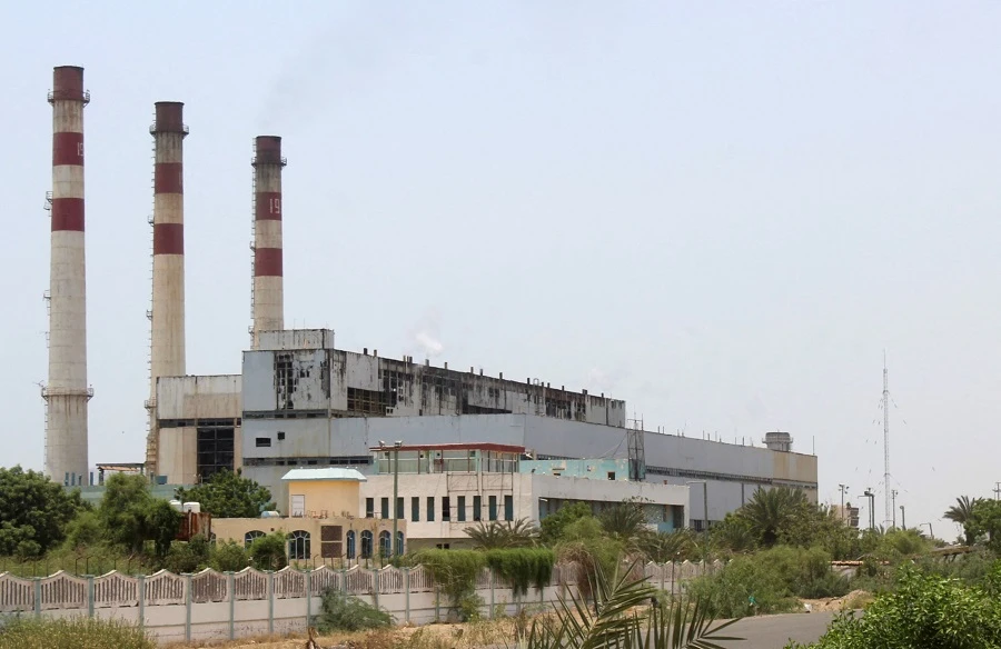 This picture taken on August 26, 2020 shows a partial view of the power plant of Yemen's second city of Aden. (File/AFP)
