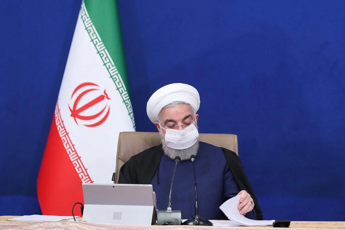 A handout picture provided by the Iranian presidency on April 7, 2021 shows President Hassan Rouhani attending a cabinet meeting in the capital Tehran. (AFP)