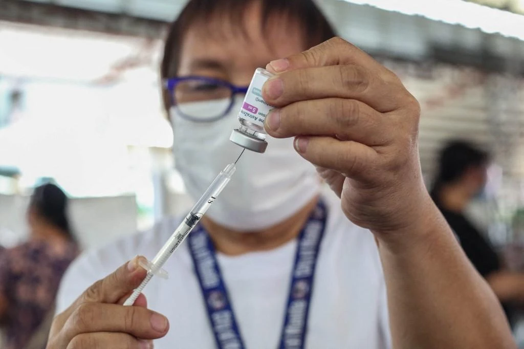 The Philippines kicked off its coronavirus inoculation program on March 1, starting with health care workers. (AFP)