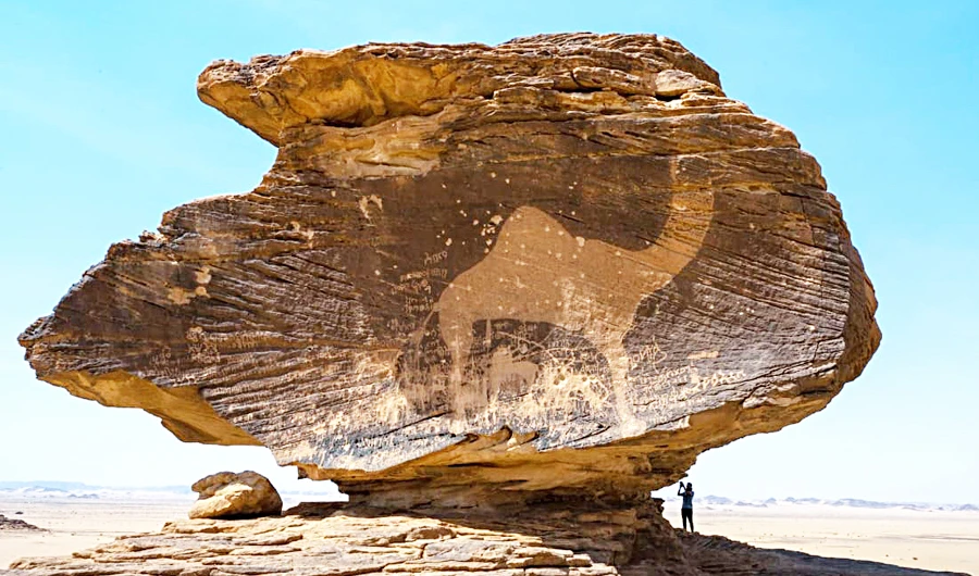 The site is made out of a series of seven fresh water wells, which includes more than 200 sites containing rock inscriptions, graves and stone circles. (Supplied)